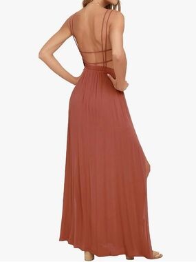 Resortwear Boho Coastal Sexy Back Lost in Paradise Dusty Rose Maxi Dress Medium